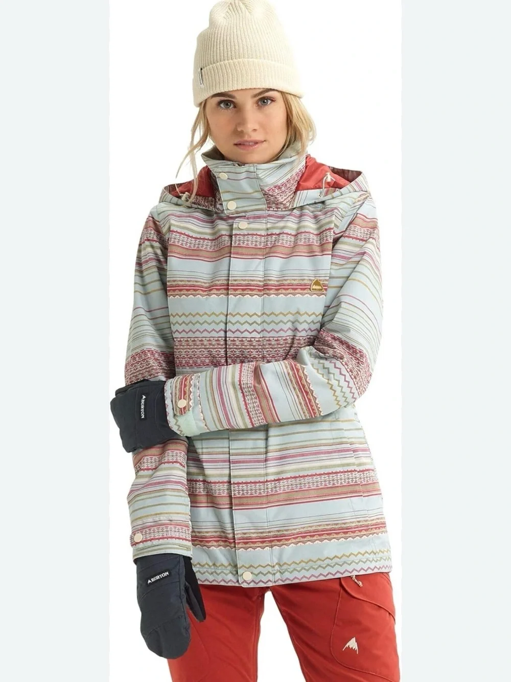 Burton Gore-Tex Kaylo Snowboard Ski Jacket Aqua Blue Gray Stripe